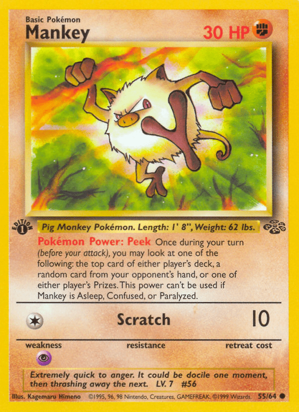 Mankey (55/64) [Jungle 1st Edition] Pokemon Single Pokémon  | Multizone: Comics And Games