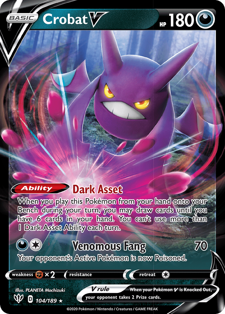 Crobat V (104/189) [Sword & Shield: Darkness Ablaze] Pokemon Single Pokémon  | Multizone: Comics And Games