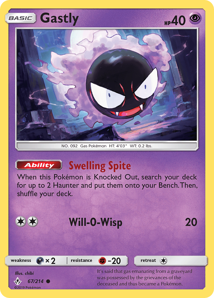 Gastly (67/214) [Sun & Moon: Unbroken Bonds] Pokemon Single Pokémon  | Multizone: Comics And Games