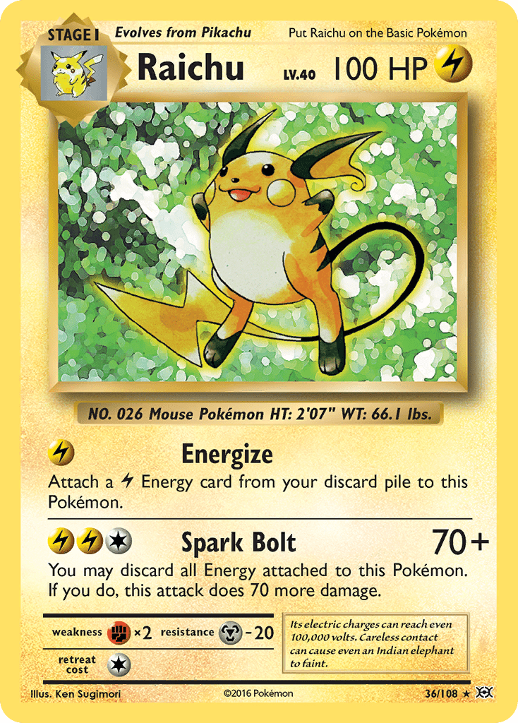 Raichu (36/108) [XY: Evolutions] Pokemon Single Pokémon  | Multizone: Comics And Games