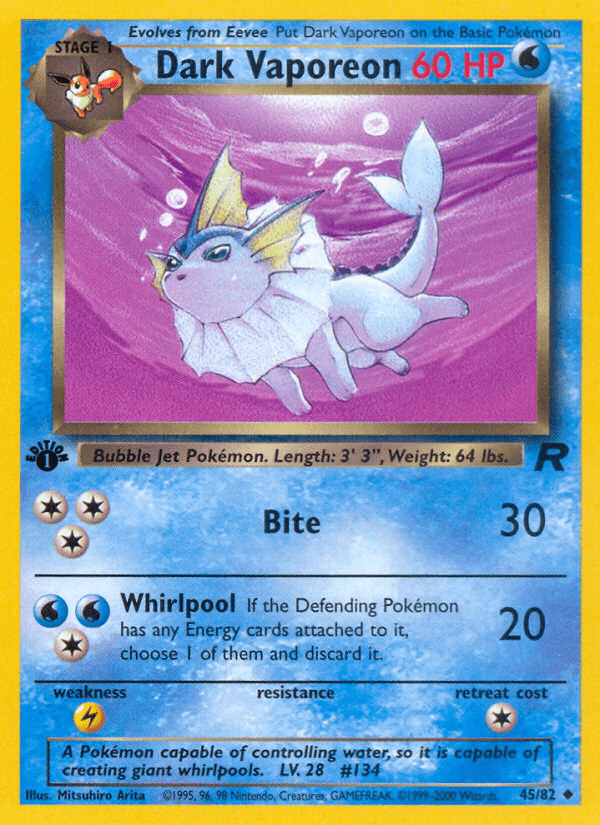 Dark Vaporeon (45/82) [Team Rocket 1st Edition] Pokemon Single Pokémon  | Multizone: Comics And Games