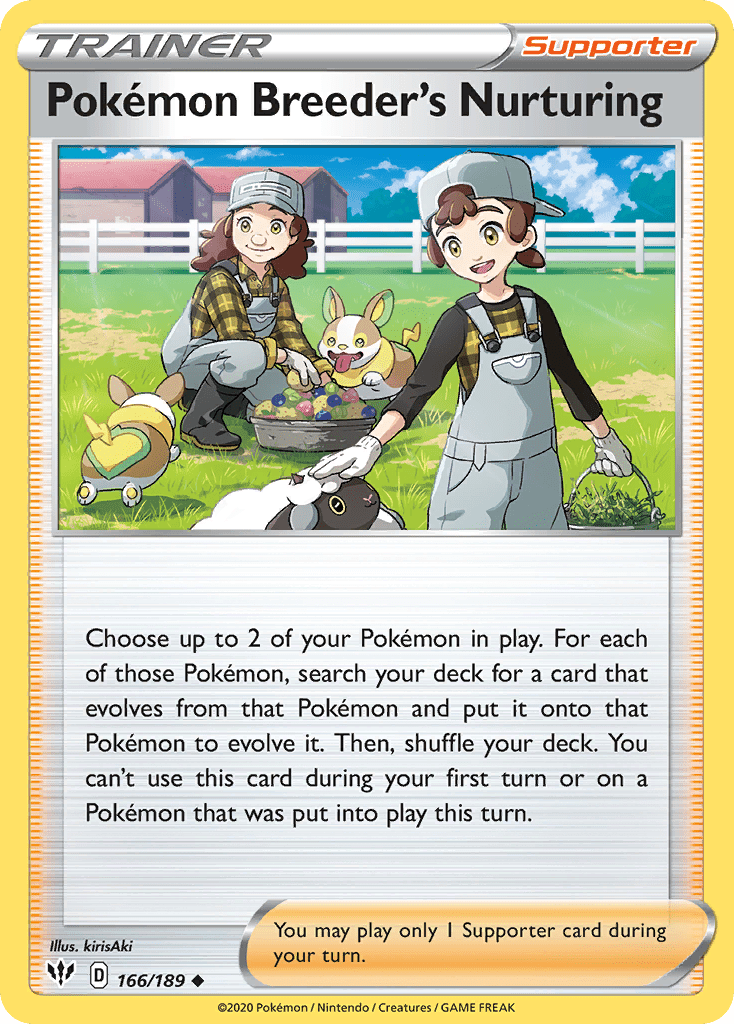 Pokemon Breeder's Nurturing (166/189) [Sword & Shield: Darkness Ablaze] Pokemon Single Pokémon  | Multizone: Comics And Games