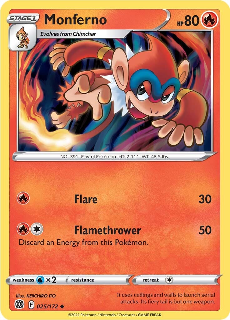 Monferno (025/172) [Sword & Shield: Brilliant Stars] Pokemon Single Pokémon  | Multizone: Comics And Games