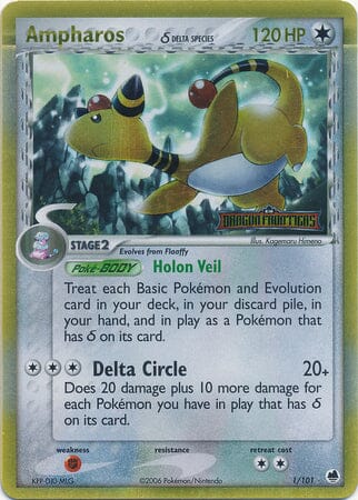 Ampharos (1/101) (Delta Species) (Stamped) [EX: Dragon Frontiers] Pokemon Single Pokémon  | Multizone: Comics And Games