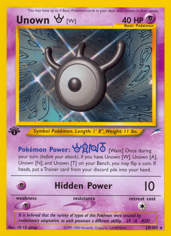 Unown [W] (29/105) [Neo Destiny 1st Edition] Pokemon Single Pokémon  | Multizone: Comics And Games