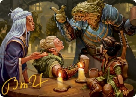 You Meet in a Tavern Art Card (Gold-Stamped Signature) [Dungeons & Dragons: Adventures in the Forgotten Realms Art Series] MTG Single Magic: The Gathering  | Multizone: Comics And Games
