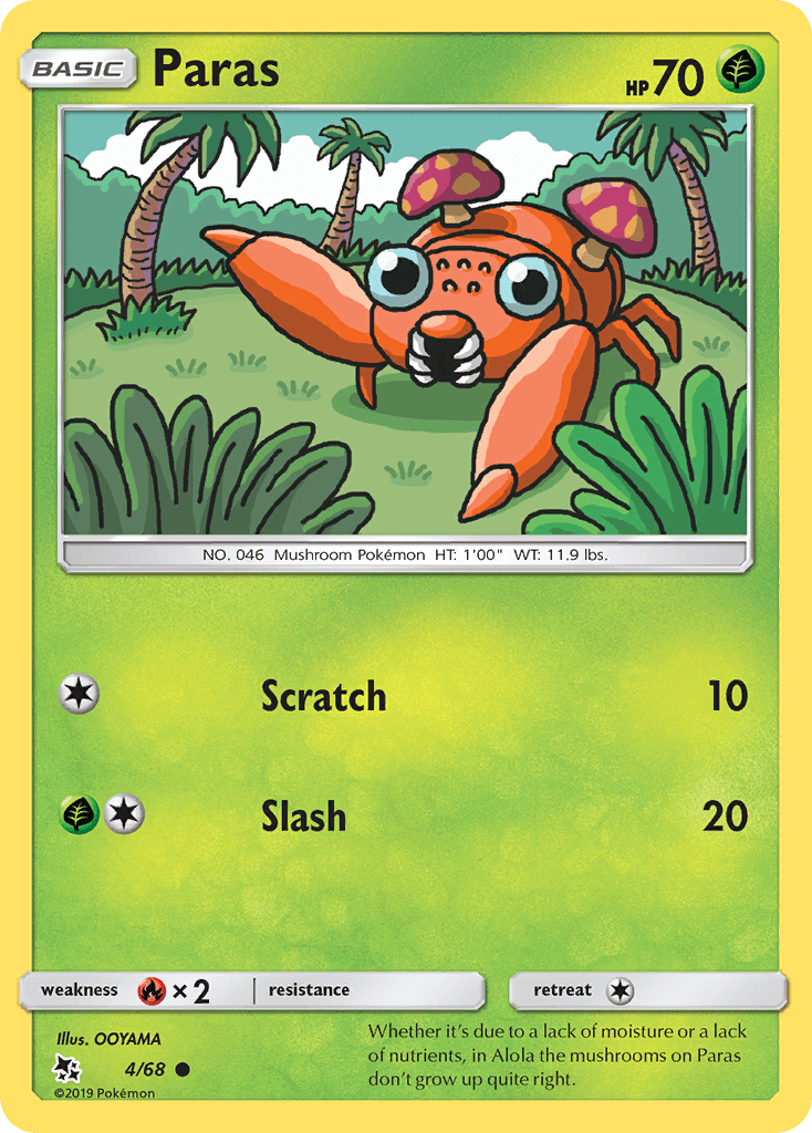 Paras (4/68) [Sun & Moon: Hidden Fates] Pokemon Single Pokémon  | Multizone: Comics And Games