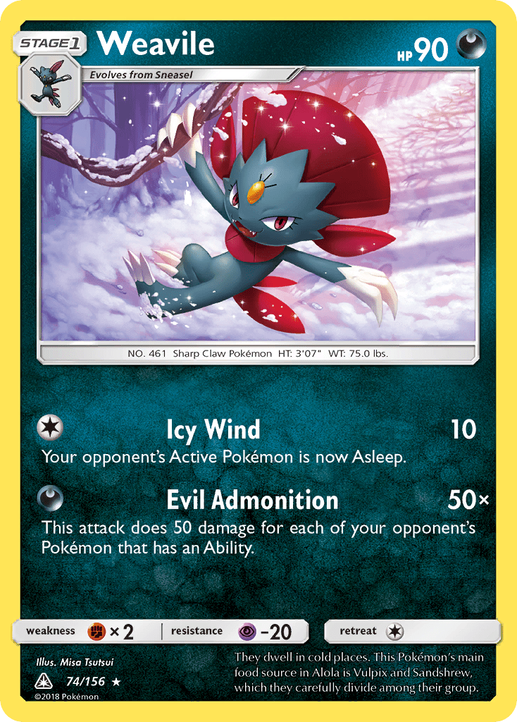 Weavile (74/156) [Sun & Moon: Ultra Prism] Pokemon Single Pokémon  | Multizone: Comics And Games