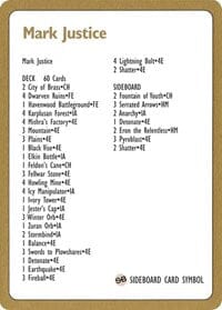 1996 Mark Justice Decklist Card [World Championship Decks] MTG Single Magic: The Gathering  | Multizone: Comics And Games