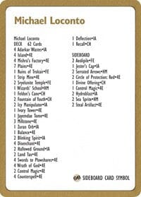 1996 Michael Loconto Decklist Card [World Championship Decks] MTG Single Magic: The Gathering  | Multizone: Comics And Games