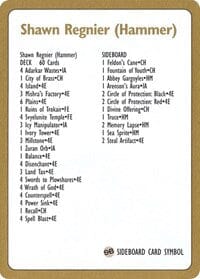 1996 Shawn "Hammer" Regnier Decklist Card [World Championship Decks] MTG Single Magic: The Gathering  | Multizone: Comics And Games