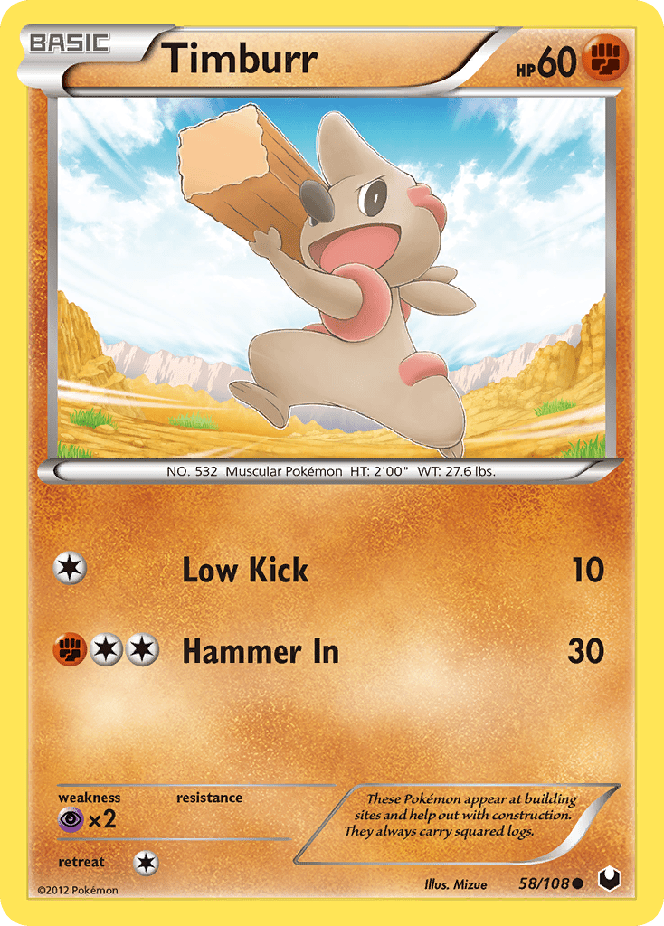 Timburr (58/108) [Black & White: Dark Explorers] Pokemon Single Pokémon  | Multizone: Comics And Games