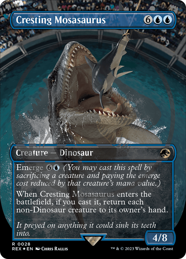 Cresting Mosasaurus Emblem (Borderless) [Jurassic World Collection Tokens] MTG Single Magic: The Gathering  | Multizone: Comics And Games