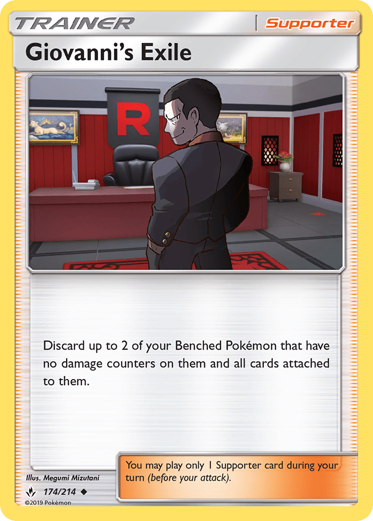 Giovanni's Exile (174/214) [Sun & Moon: Unbroken Bonds] Pokemon Single Pokémon  | Multizone: Comics And Games