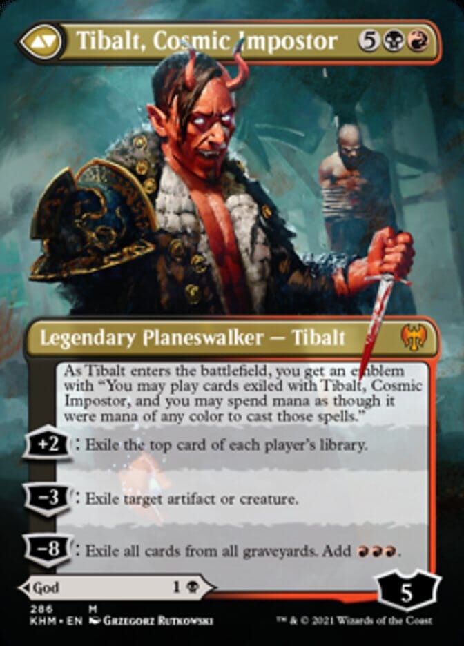 Valki, God of Lies // Tibalt, Cosmic Impostor (Borderless) [Kaldheim] MTG Single Magic: The Gathering  | Multizone: Comics And Games