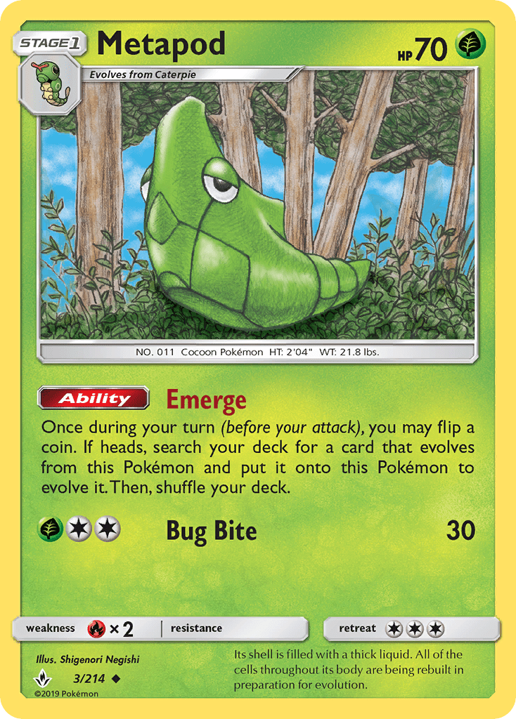 Metapod (3/214) [Sun & Moon: Unbroken Bonds] Pokemon Single Pokémon  | Multizone: Comics And Games