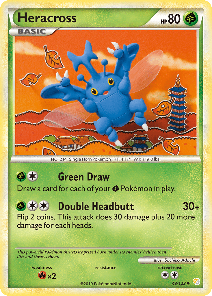 Heracross (43/123) [HeartGold & SoulSilver: Base Set] Pokemon Single Pokémon  | Multizone: Comics And Games