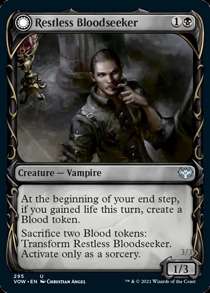 Restless Bloodseeker // Bloodsoaked Reveler (Showcase Fang Frame) [Innistrad: Crimson Vow] MTG Single Magic: The Gathering  | Multizone: Comics And Games