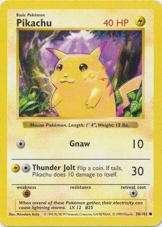 Pikachu (58/102) [Base Set Shadowless Unlimited] Pokemon Single Pokémon  | Multizone: Comics And Games