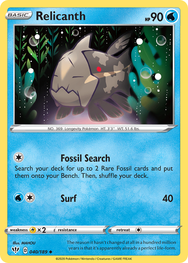 Relicanth (040/189) [Sword & Shield: Darkness Ablaze] Pokemon Single Pokémon  | Multizone: Comics And Games