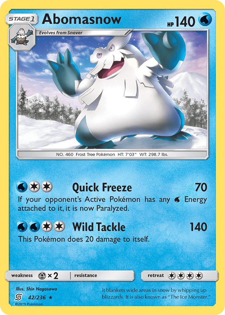 Abomasnow (42/236) [Sun & Moon: Unified Minds] Pokemon Single Pokémon  | Multizone: Comics And Games