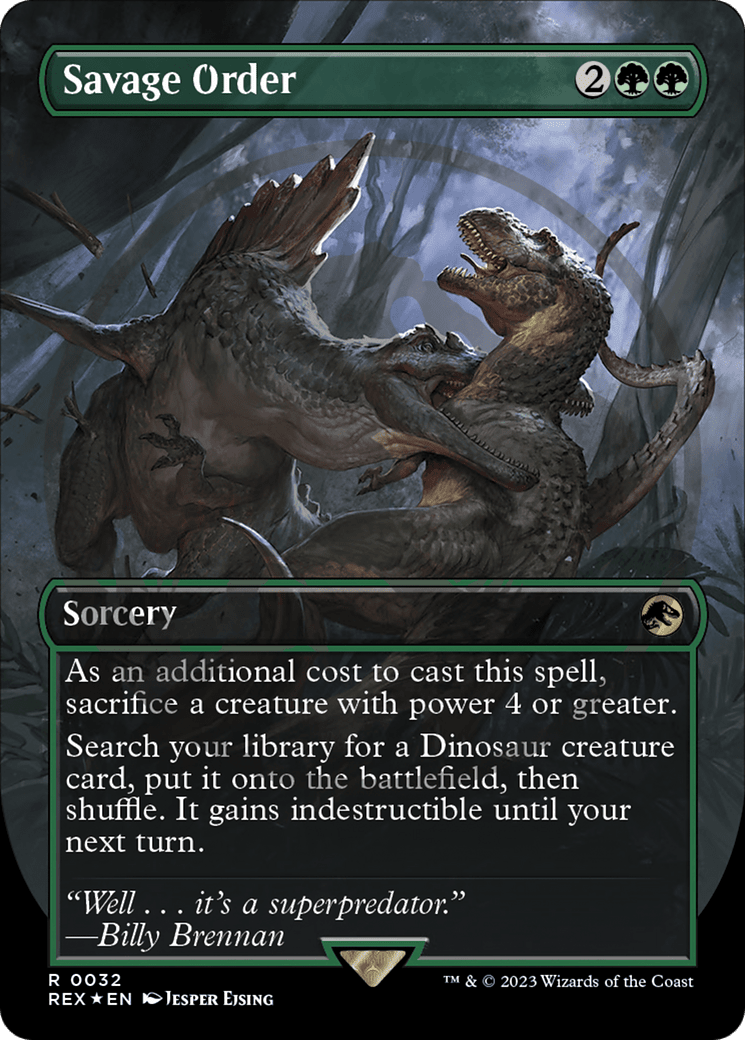 Savage Order Emblem (Borderless) [Jurassic World Collection Tokens] MTG Single Magic: The Gathering  | Multizone: Comics And Games