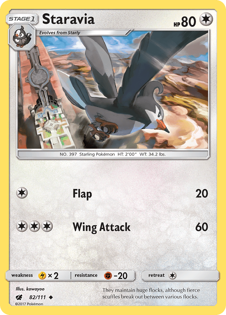 Staravia (82/111) [Sun & Moon: Crimson Invasion] Pokemon Single Pokémon  | Multizone: Comics And Games
