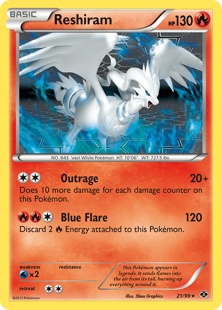 Reshiram (21/99) [Black & White: Next Destinies] Pokemon Single Pokémon  | Multizone: Comics And Games