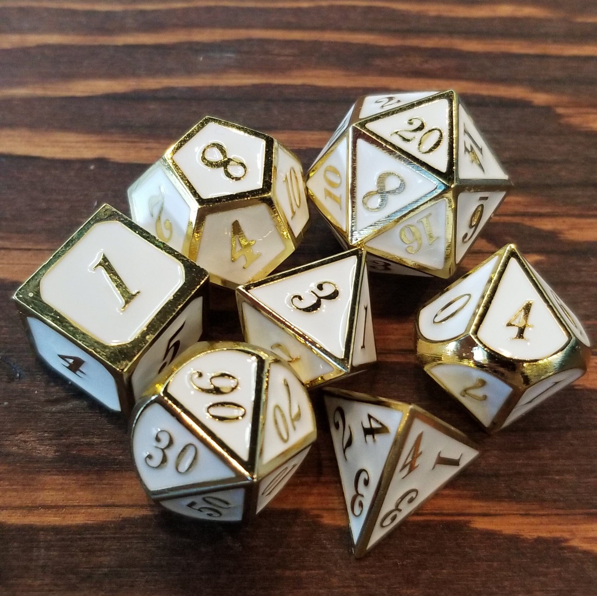 White Goldlined Metal Dice Dice The Forge  | Multizone: Comics And Games