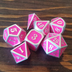 Small Pink Silverlined Metal Dice Dice The Forge  | Multizone: Comics And Games