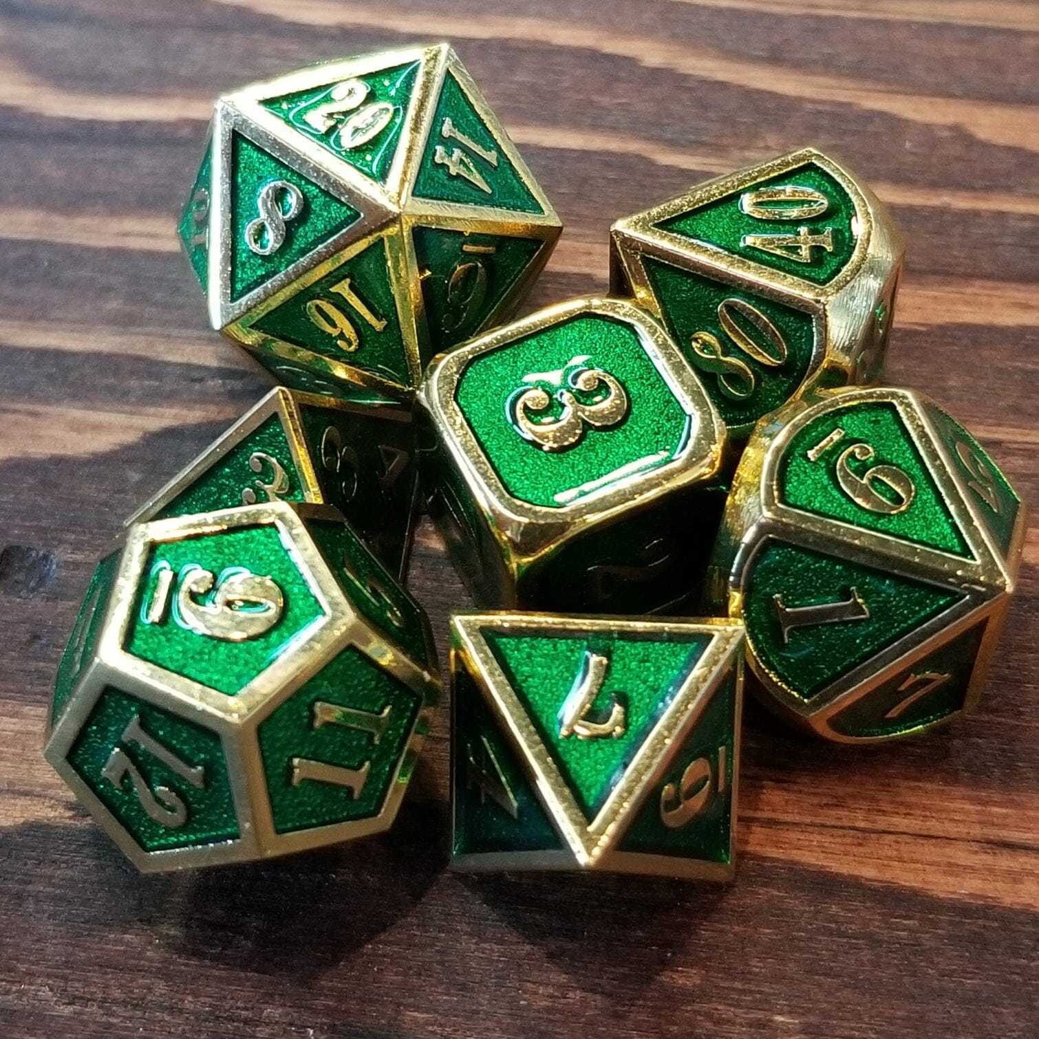 Small Green Goldlined Metal Dice Dice The Forge  | Multizone: Comics And Games