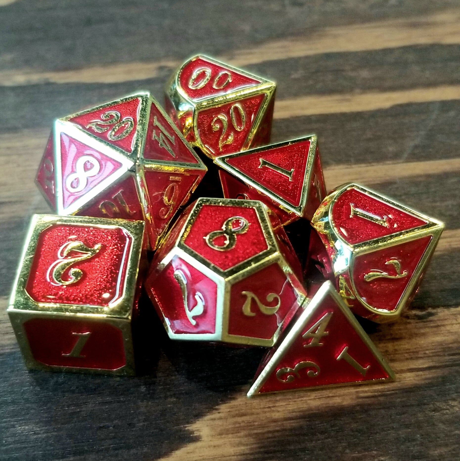 Red Goldlined Metal Dice Dice The Forge  | Multizone: Comics And Games