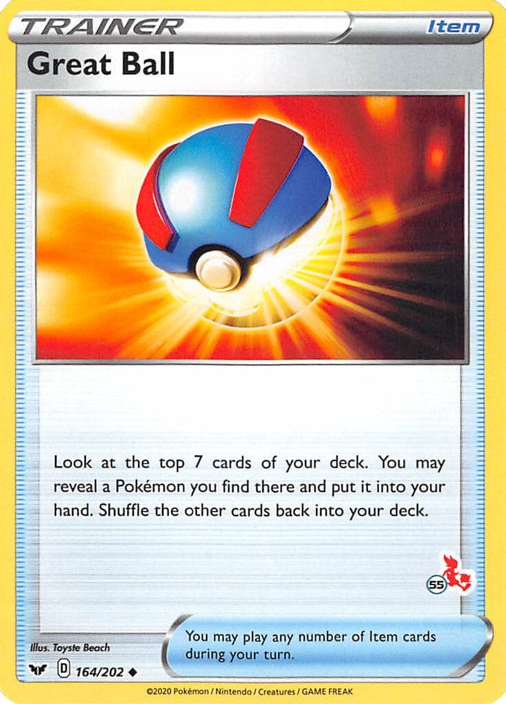 Great Ball (164/202) (Cinderace Stamp #55) [Battle Academy 2022] Pokemon Single Pokémon  | Multizone: Comics And Games