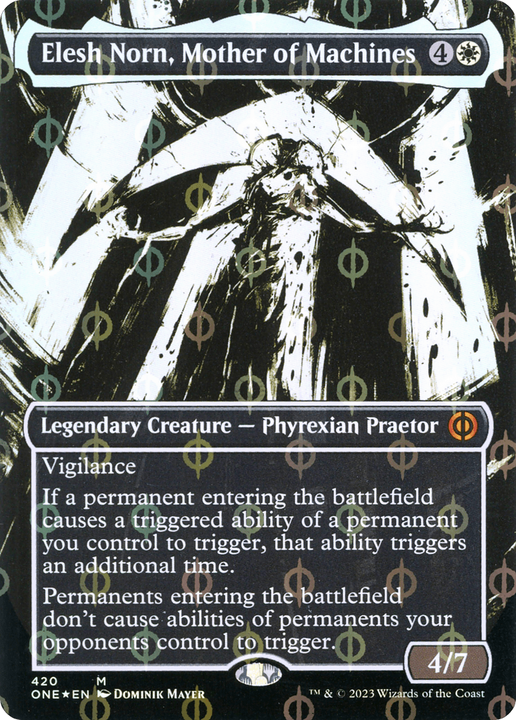Elesh Norn, Mother of Machines (Borderless Ichor Step-and-Compleat Foil) [Phyrexia: All Will Be One] MTG Single Magic: The Gathering  | Multizone: Comics And Games
