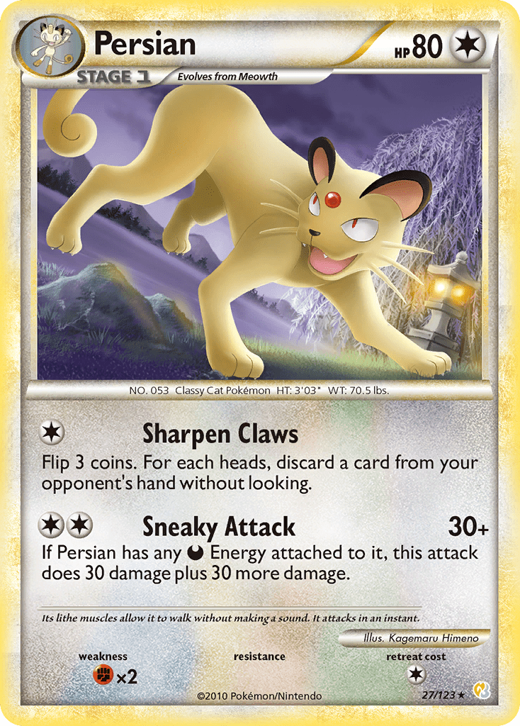 Persian (27/123) [HeartGold & SoulSilver: Base Set] Pokemon Single Pokémon  | Multizone: Comics And Games