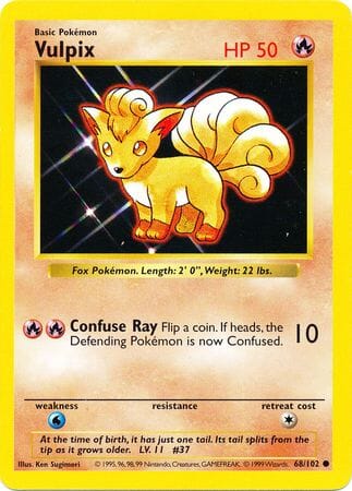 Vulpix (68/102) [Base Set Shadowless Unlimited] Pokemon Single Pokémon  | Multizone: Comics And Games