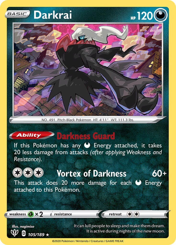 Darkrai (105/189) (Theme Deck Exclusive) [Sword & Shield: Darkness Ablaze] Pokemon Single Pokémon  | Multizone: Comics And Games