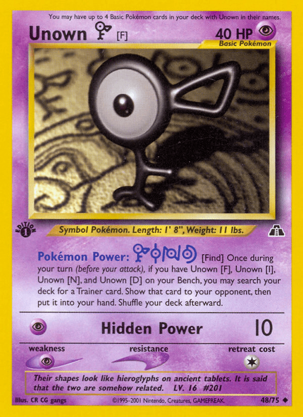 Unown [F] (48/75) [Neo Discovery 1st Edition] Pokemon Single Pokémon  | Multizone: Comics And Games