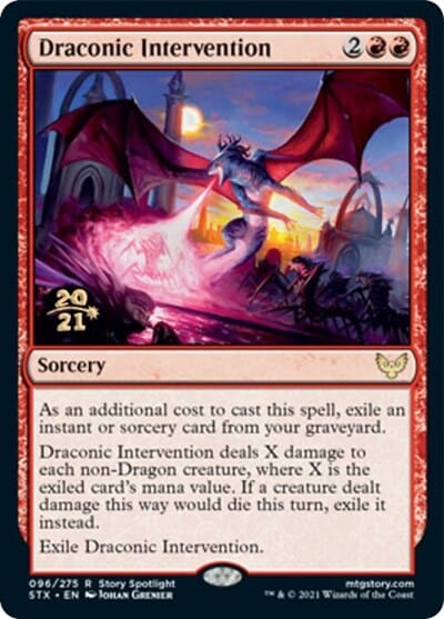 Draconic Intervention [Strixhaven: School of Mages Prerelease Promos] MTG Single Magic: The Gathering  | Multizone: Comics And Games