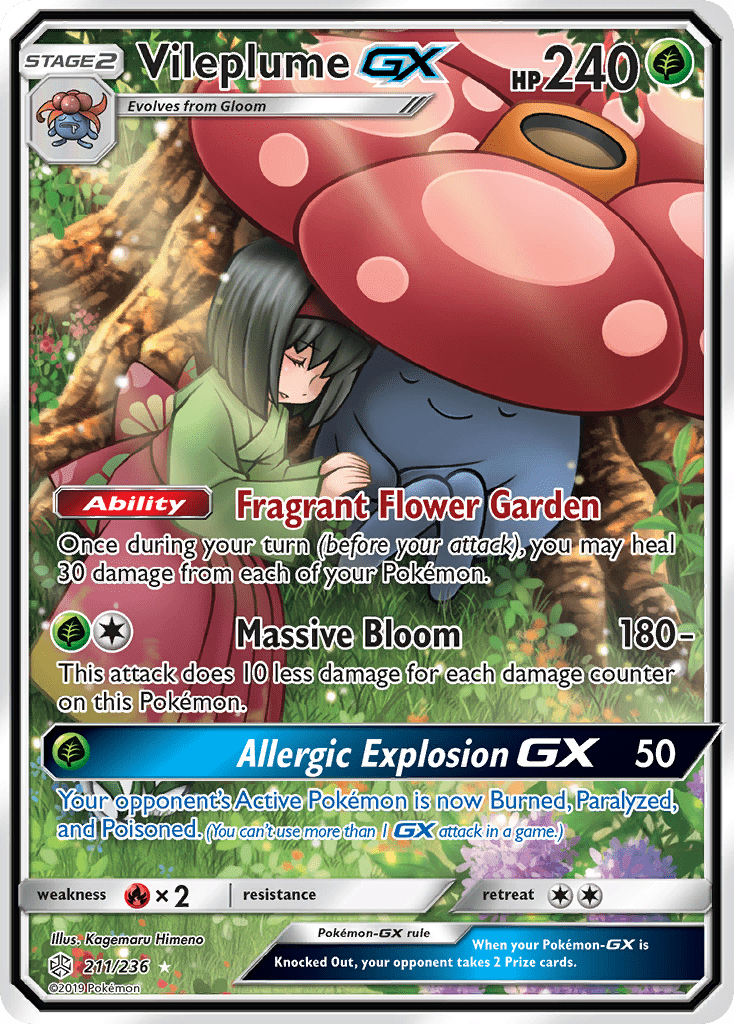 Vileplume GX (211/236) [Sun & Moon: Cosmic Eclipse] Pokemon Single Pokémon  | Multizone: Comics And Games