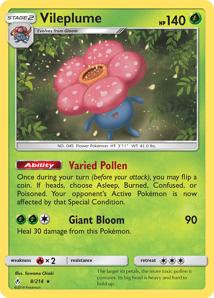 Vileplume (8/214) [Sun & Moon: Unbroken Bonds] Pokemon Single Pokémon  | Multizone: Comics And Games