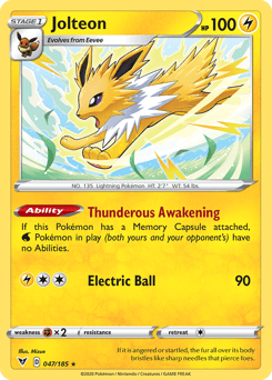 Jolteon (047/185) [Sword & Shield: Vivid Voltage] Pokemon Single Pokémon  | Multizone: Comics And Games