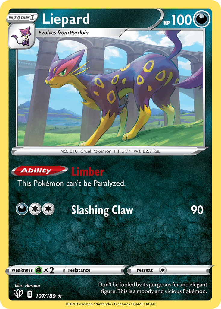 Liepard (107/189) [Sword & Shield: Darkness Ablaze] Pokemon Single Pokémon  | Multizone: Comics And Games