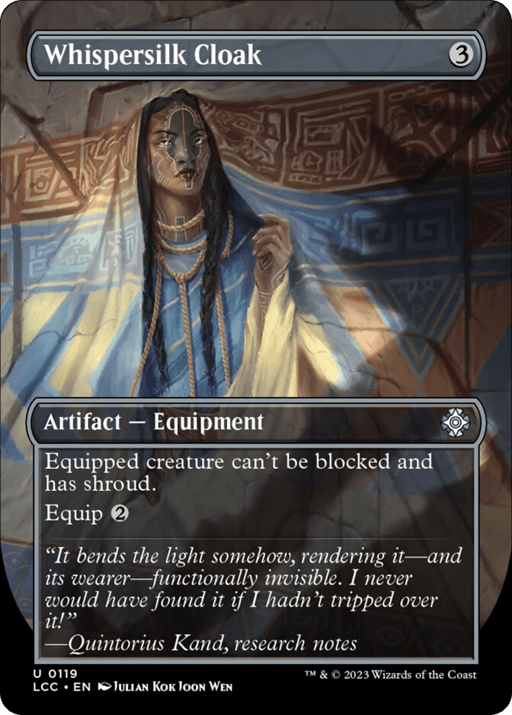 Whispersilk Cloak (Borderless) [The Lost Caverns of Ixalan Commander] MTG Single Magic: The Gathering  | Multizone: Comics And Games