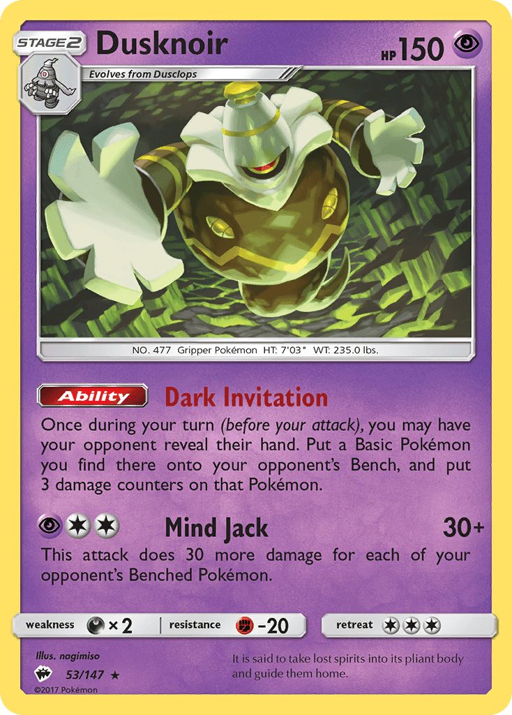 Dusknoir (53/147) [Sun & Moon: Burning Shadows] Pokemon Single Pokémon  | Multizone: Comics And Games