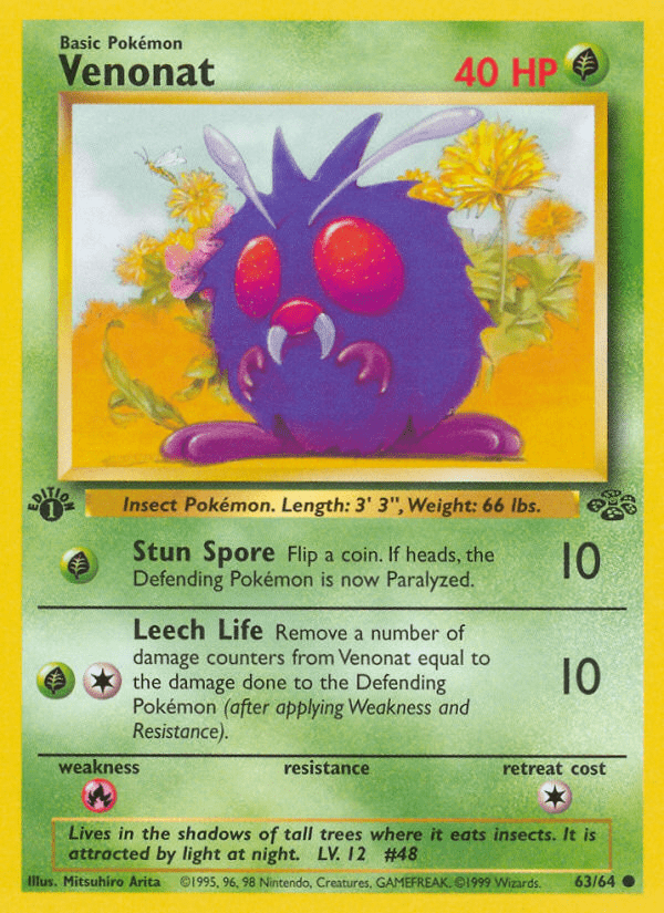 Venonat (63/64) [Jungle 1st Edition] Pokemon Single Pokémon  | Multizone: Comics And Games