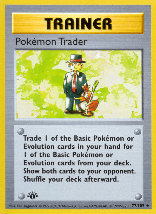 Pokemon Trader (77/102) (Shadowless) [Base Set 1st Edition] Pokemon Single Pokémon  | Multizone: Comics And Games