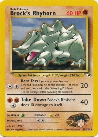 Brock's Rhyhorn (22/132) [Gym Heroes Unlimited] Pokemon Single Pokémon  | Multizone: Comics And Games