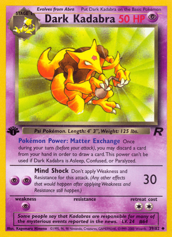 Dark Kadabra (39/82) [Team Rocket 1st Edition] Pokemon Single Pokémon  | Multizone: Comics And Games