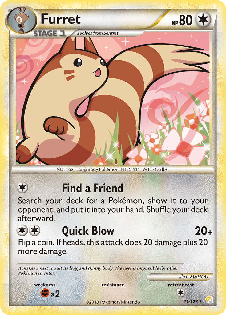 Furret (21/123) [HeartGold & SoulSilver: Base Set] Pokemon Single Pokémon  | Multizone: Comics And Games